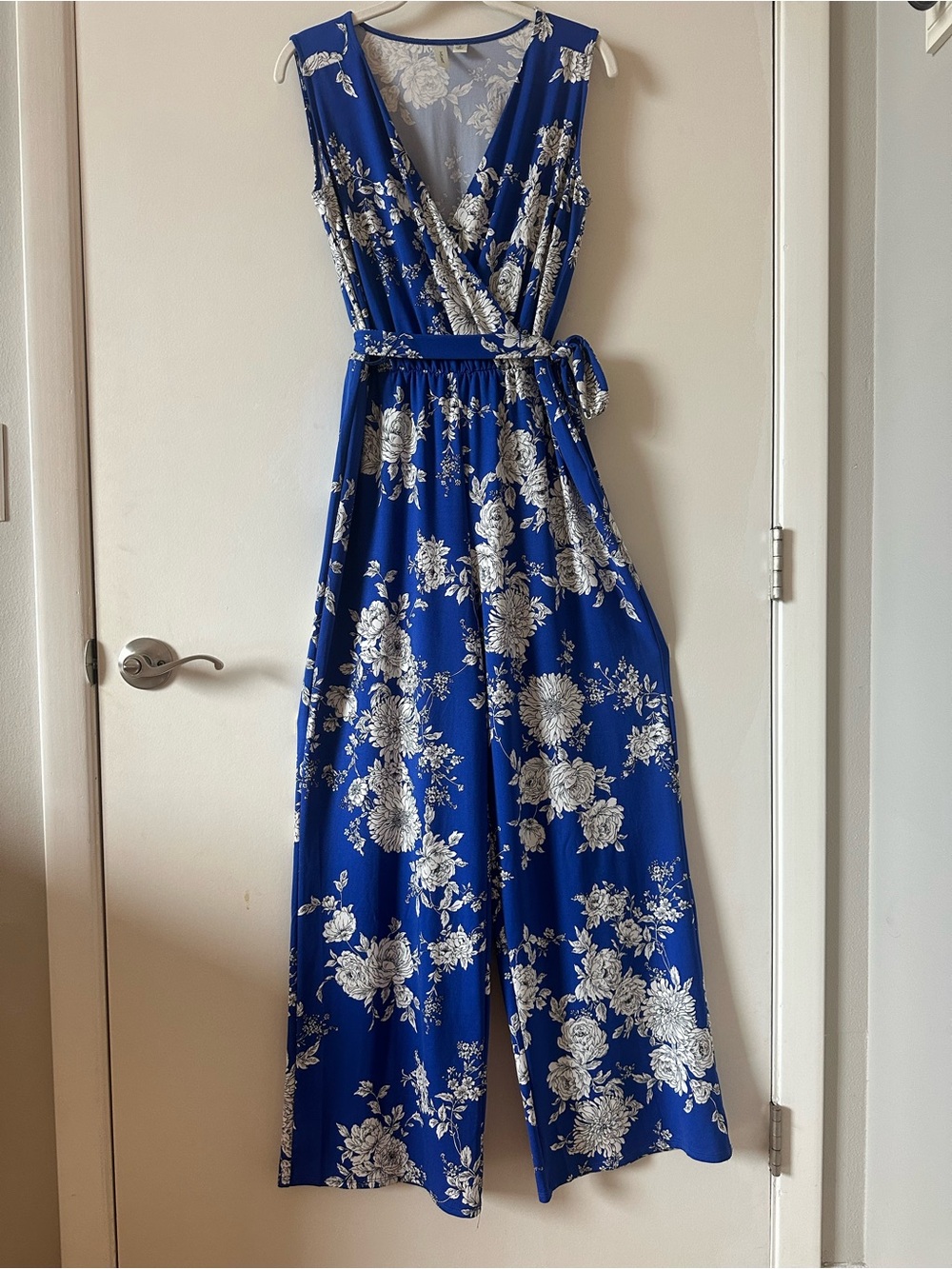 Floral Jumpsuit in Aegean Blue